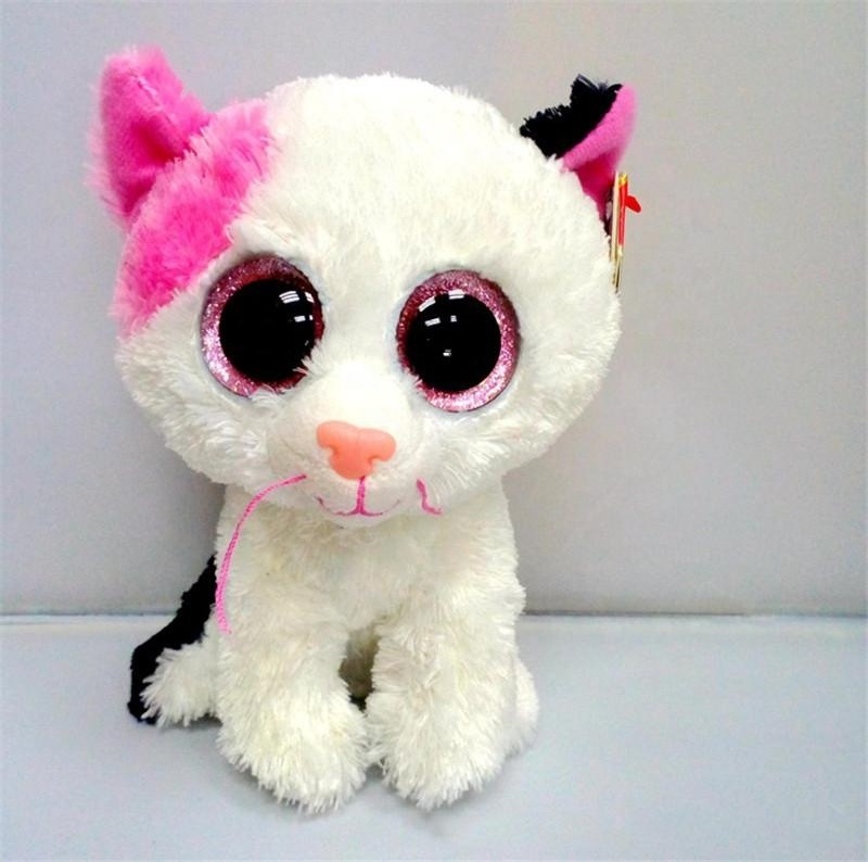 Stuffed Soft Animal Plush Sitting White big eyes Cat toy