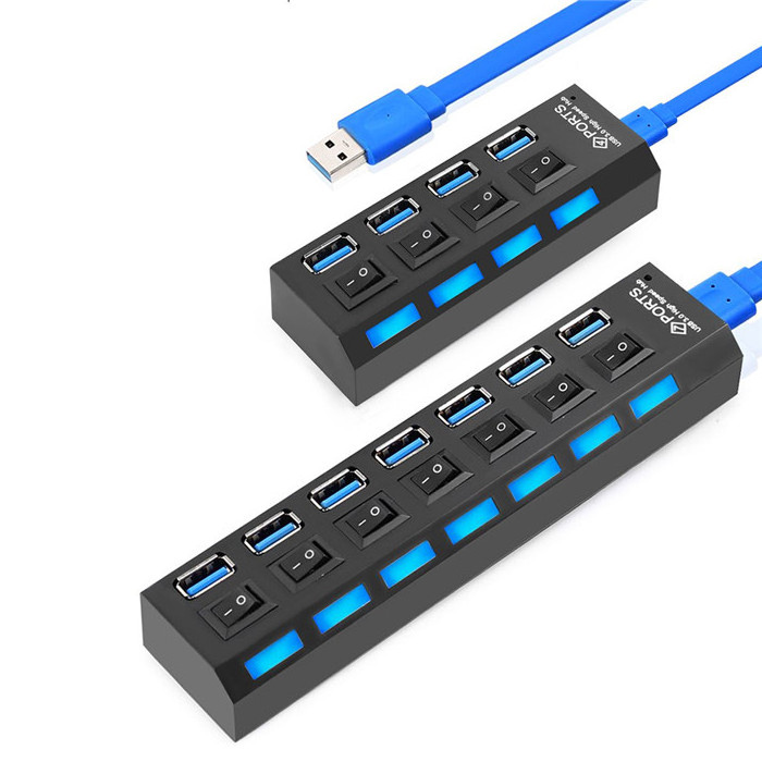 Individual power switches 4 7 Port USB 3.0 Hub 7 port