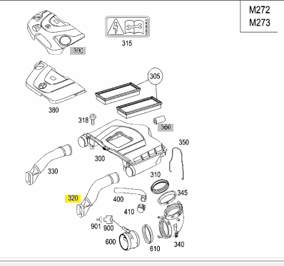 2720903382 Intake pipe  Air intake pipe Air filter inlet pipe Engine  Air intake for mercedes benz W204 W212