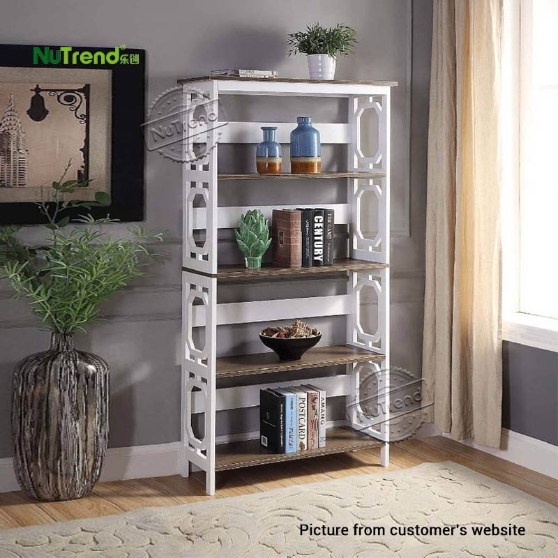 Oxford 5 Tier Bookcase Portable Wood Display Stand Storage Unit Book Shelf