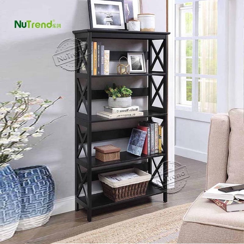 Oxford 5 Tier Bookcase Portable Wood Display Stand Storage Unit Book Shelf