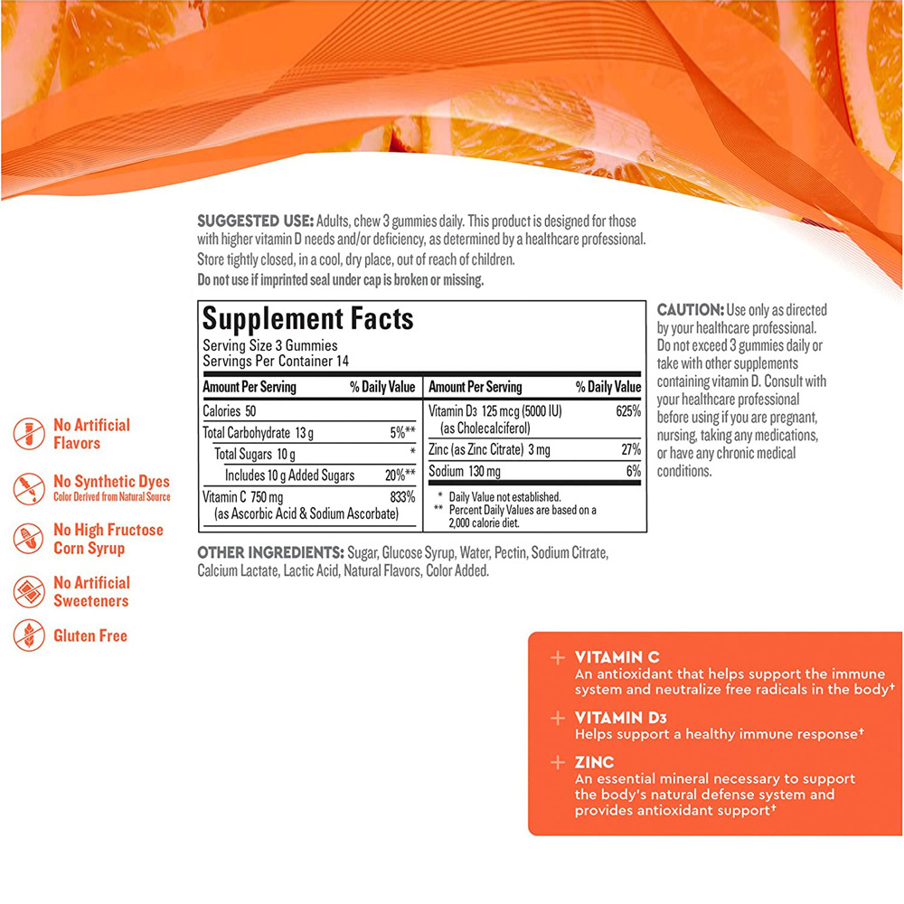 Hot Sales Dietary Supplement Vitaminas Zinc Citrate Powder Vitamin C Gummies Vitamin C And Zinc Gummies