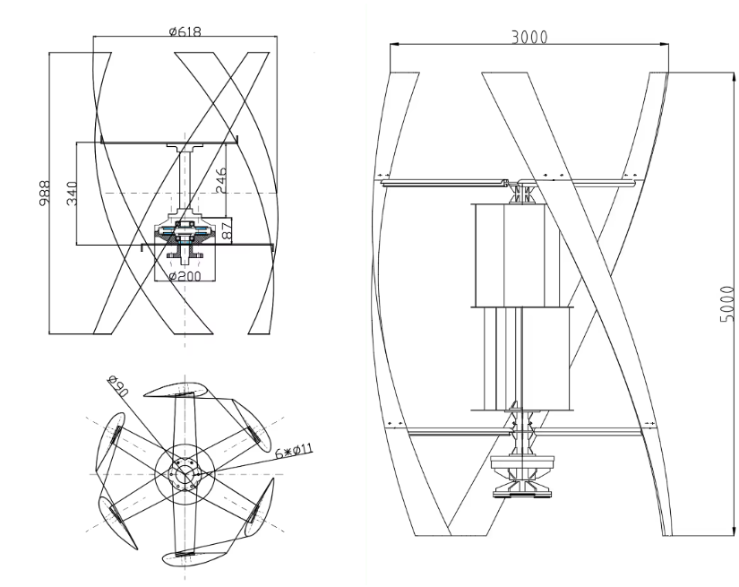 NUUKO Hot Sale 1KW 3KW 5KW 10KW Home VAWT Vertical Axis Wind Turbine Generators