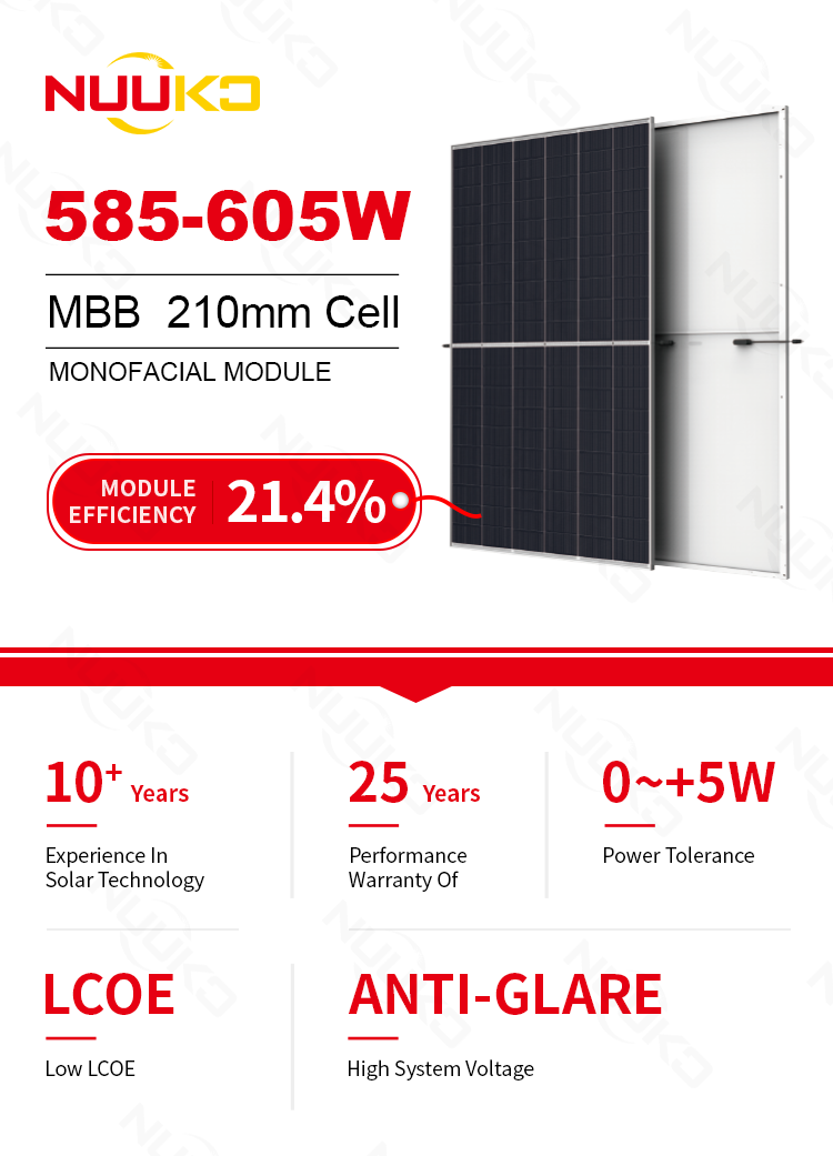 NUUKO Hot sale Solar 645W 650W Half Cell Monocrystalline 660W 665W  210mm Solar Panel