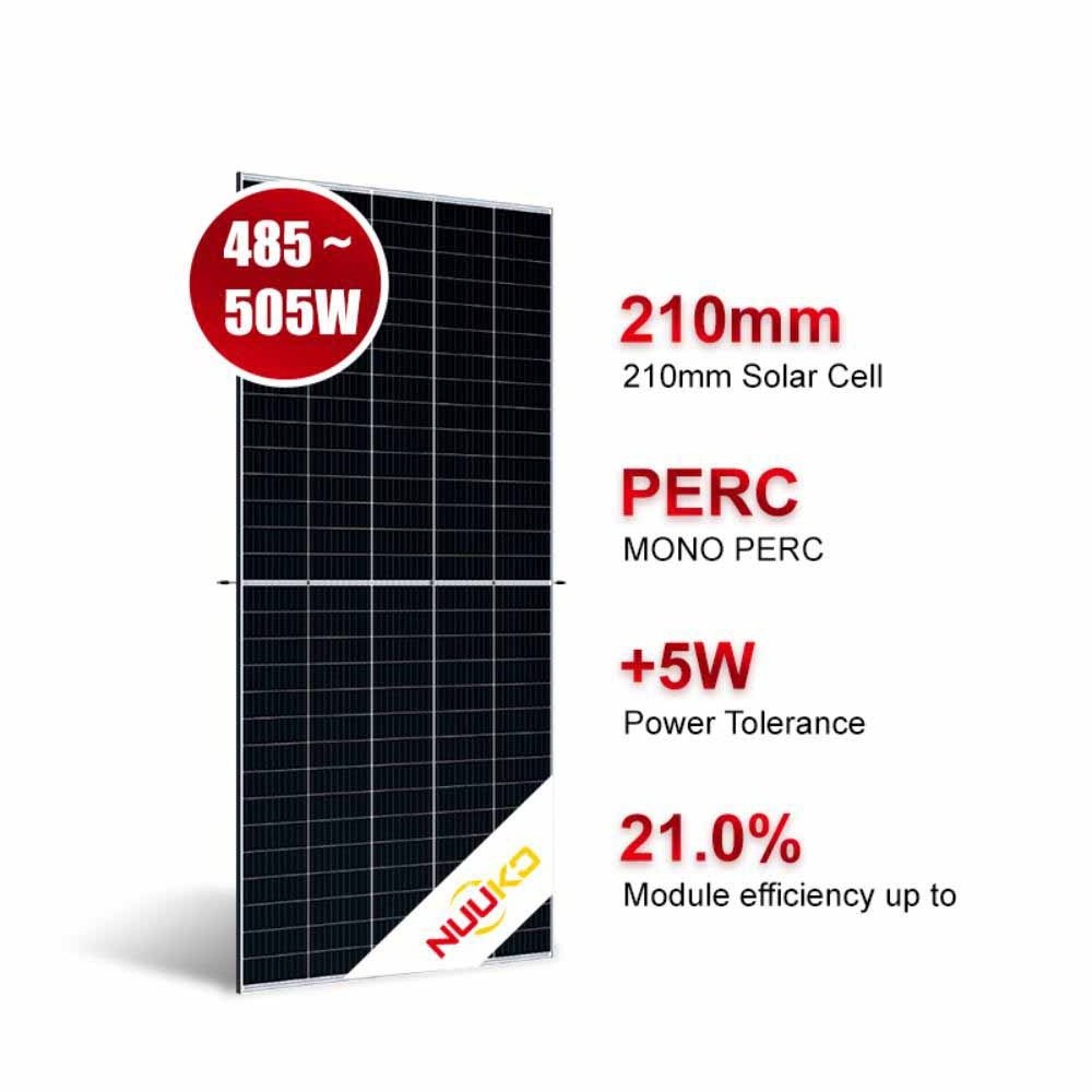 NUUKO 485W 490W 495W Bifacial Solar Panel Half Cell 210mm solar power generator china wholesale solar system home power