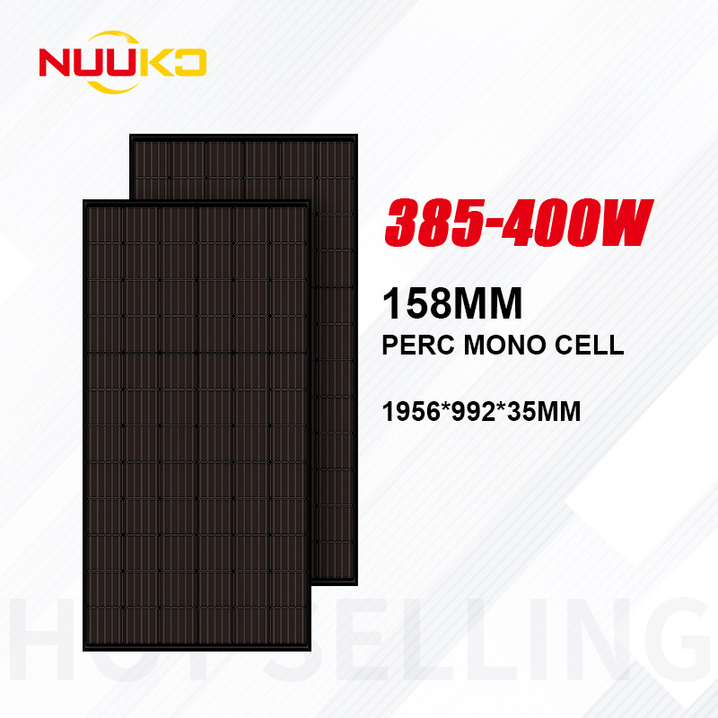 NUUKO All Black Solar Panels 385W-400W PERC/Half Cell Monocrystalline Silicon Modules with Anodized Aluminium Alloy Frame