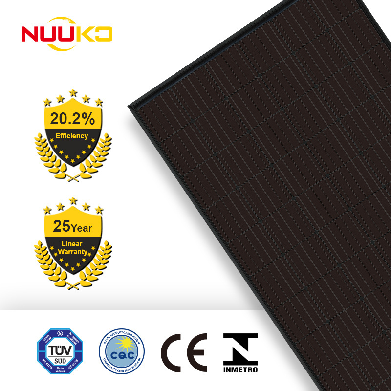 NUUKO All Black Solar Panels 385W-400W PERC/Half Cell Monocrystalline Silicon Modules with Anodized Aluminium Alloy Frame