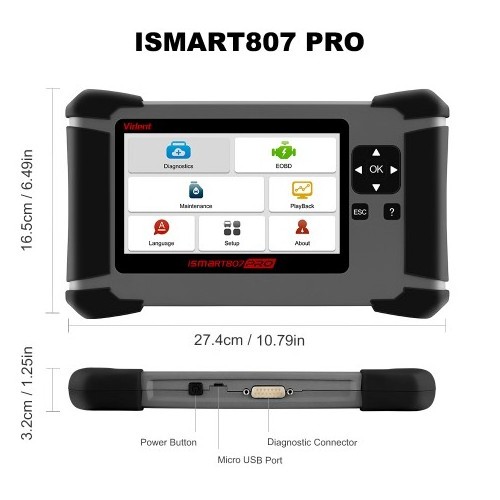 Vident iSmart807Pro All System OBD OBDII Scanner All Makes Diagnostic Tool DPF ABS AIRBAG OIL LIFE RESET