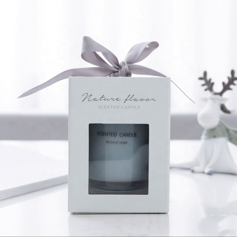 Elegant Hot Sales 8oz 10oz Sky Light Blue Colored Scented Candle Inside Sprayed Color Soy Wax Scented Candle With Box