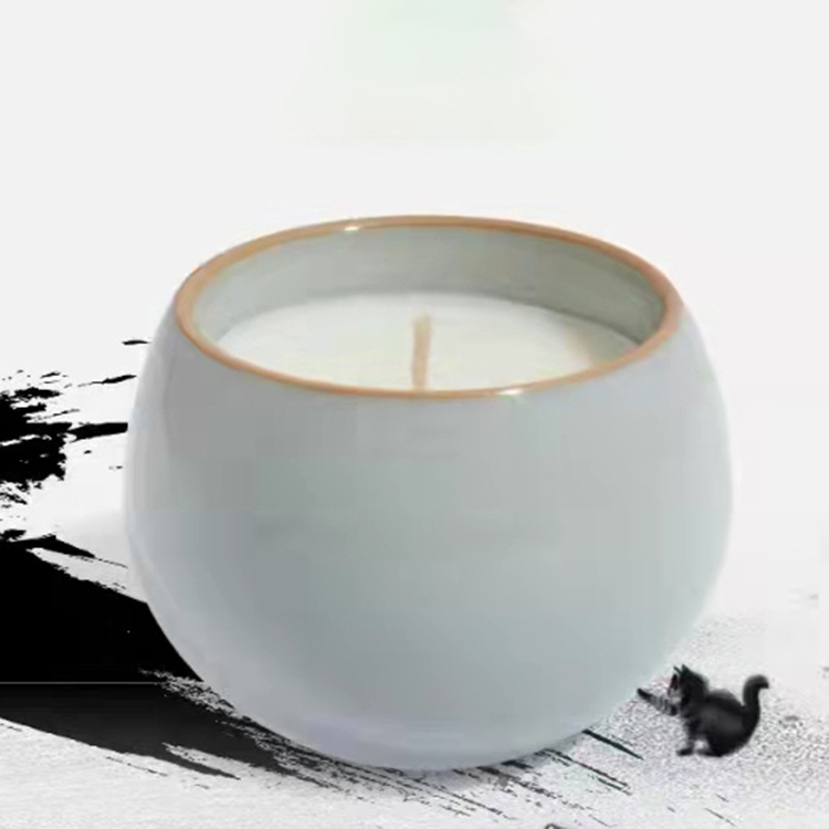 Popular Custom Logo 1 Wick Porcelain Candle Soy Wax Small Candle Ceramic Mini Scented Candles