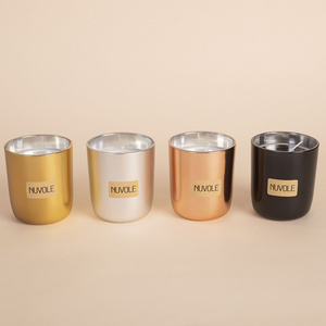 Luxury 12oz Gold Silver Copper Matte Scented Candles Metallic Color Round Base Scented Candles