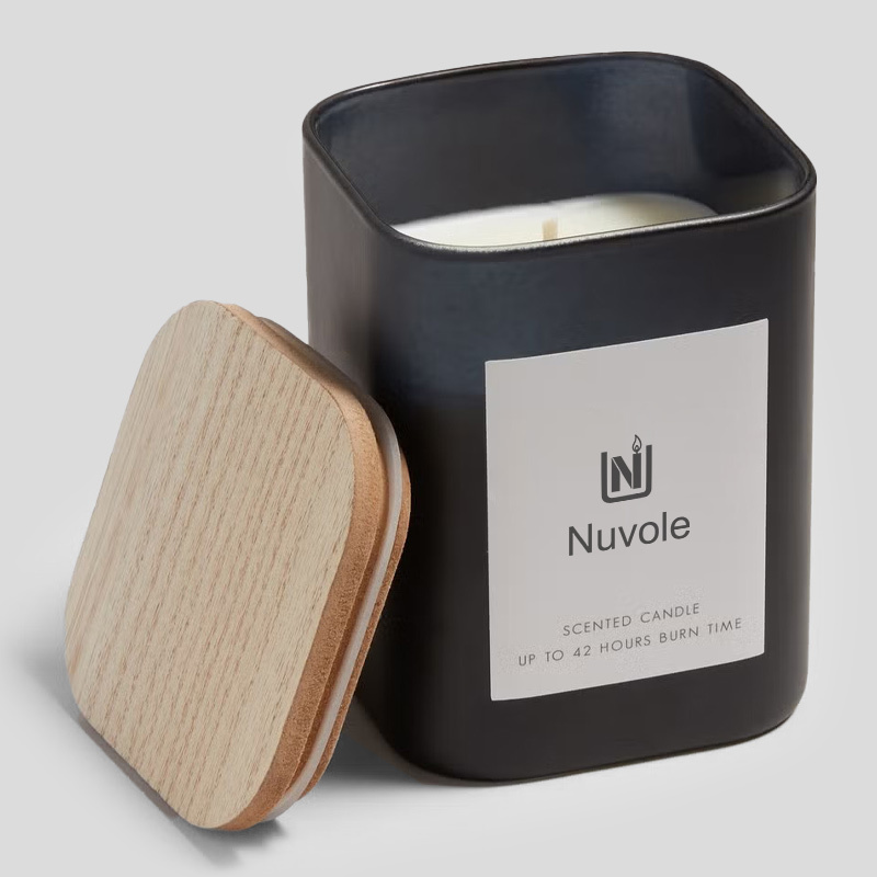 Private Label 6oz Square Scented Candles Home Fragrance Smokeless Color Scrub Scented Candles With Wooden Lid