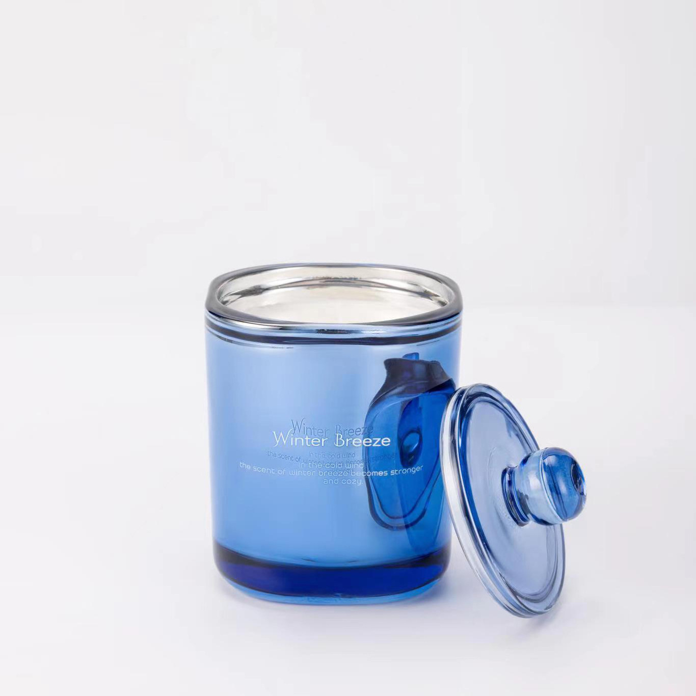 New Design Scented Candles Luxury Electroplated Blue 8oz Christmas Natural Candle For Home Decoration