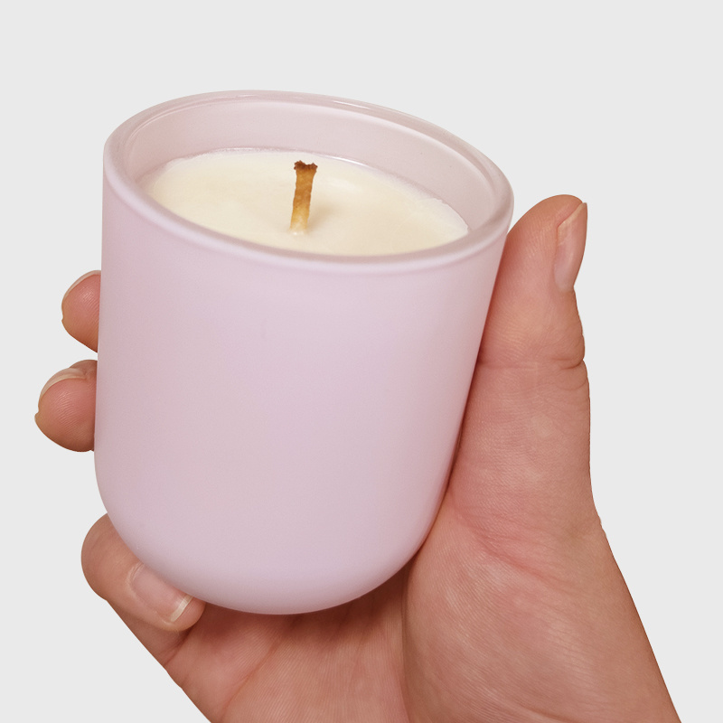 Luxury 4 OZ 6 OZ Scented Candle Home Fragrance Pink White Frosted Jar Smokeless Scented Candle