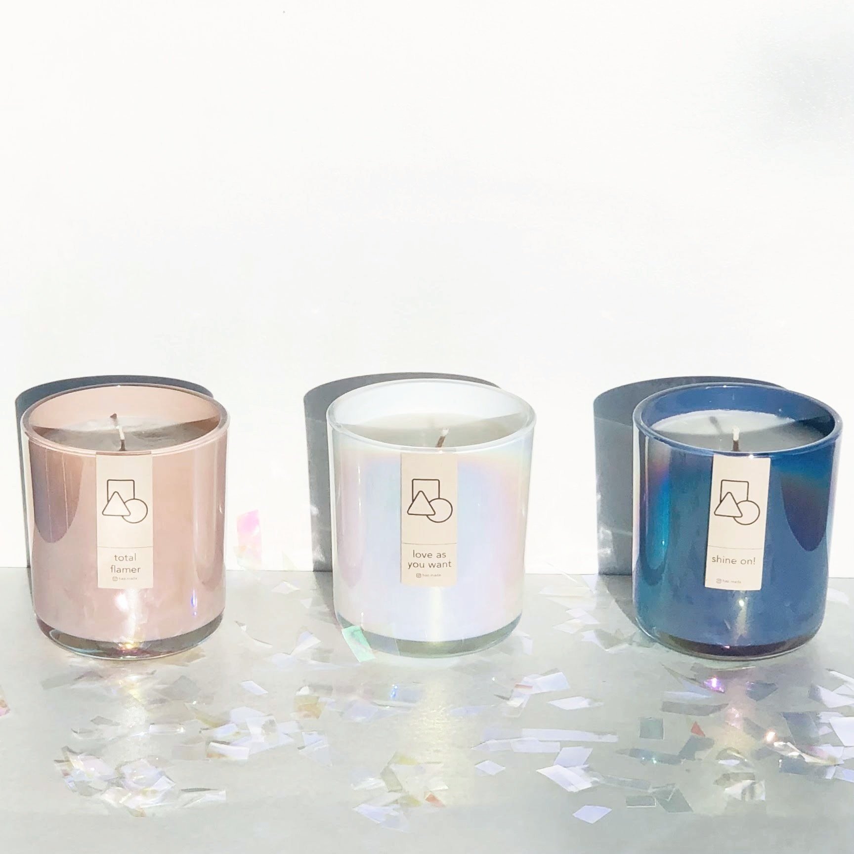 Wholesale Recycled Diy 12oz Pack Iridescent Aromatic Candle  Rainbow Gradient Scented Candle With Lid