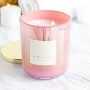 Luxury Shiny Colorful 12 oz 300ml Iridescent Pink Holographic Wide Mouth Scented Candle