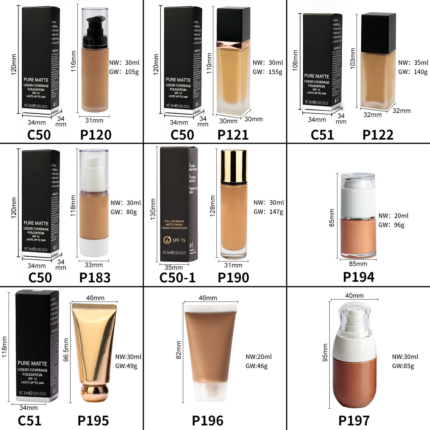 Liquid Full Coverage Long Lasting High Quality Foundation Private Label Choose Your Own Tube Matte Waterproof Makeup Foundation