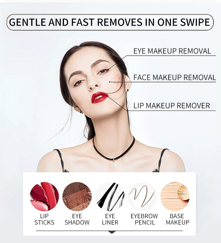 Wholesale Custom Facial Makeup Deep Cleansing Wipes Cosmetics Oil Free Organic Disposable Face Makeup Remover Wipes