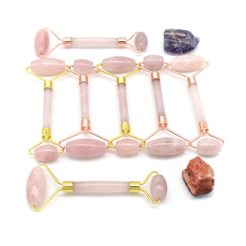 private label vibrating facial natural pink jade roller massager vibrator jade roller private label kit with guasha tool set