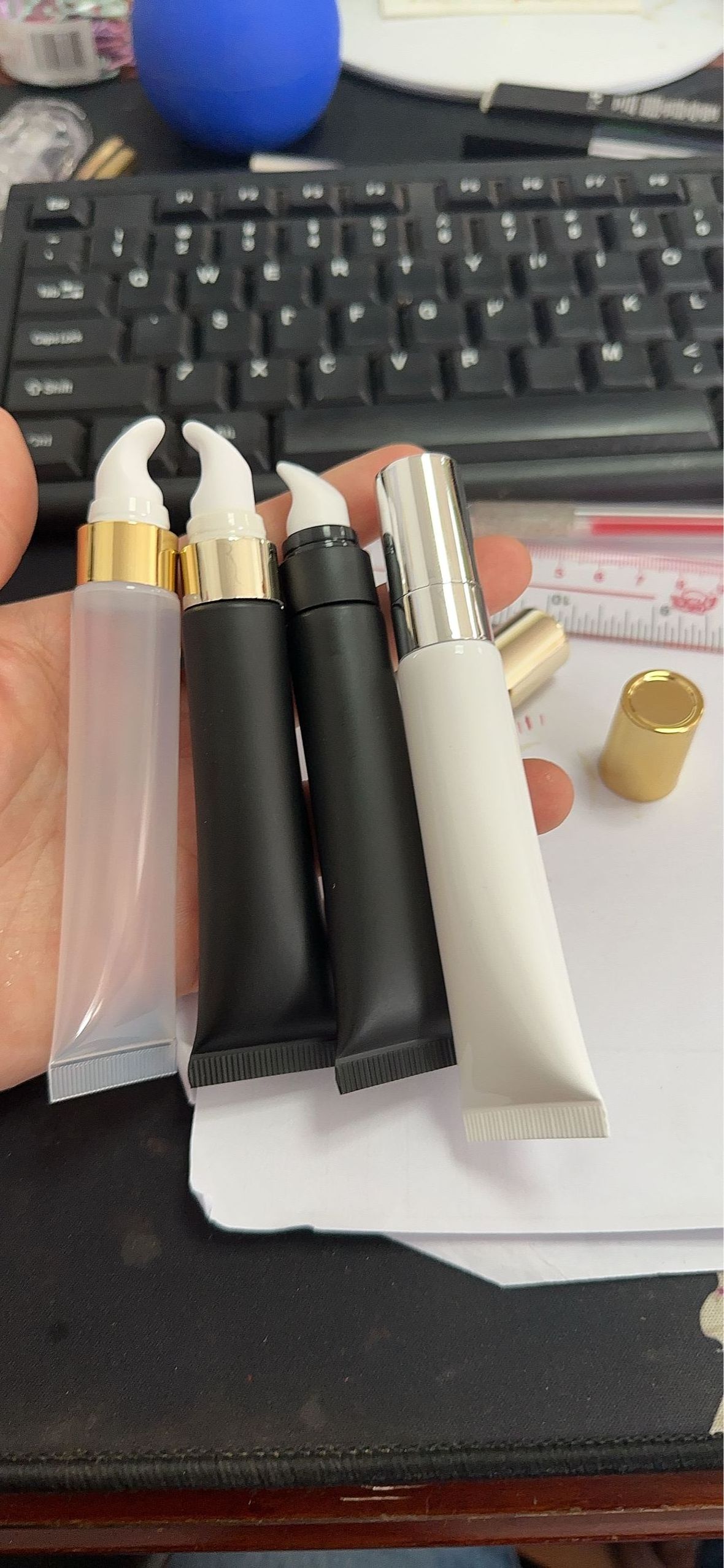 15ml Cleaning Cream Cosmetic Package Container Matte Black Soft Pe Tube Airless Pump Uv Label Lip Gloss Squeeze Bottle