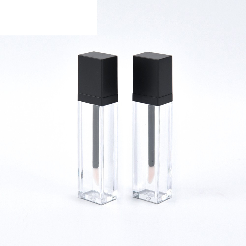 Wholesale 8ml matte Liquid Lip Gloss Container square white black rose gold clear frost lipgloss cosmetic packaging with wand