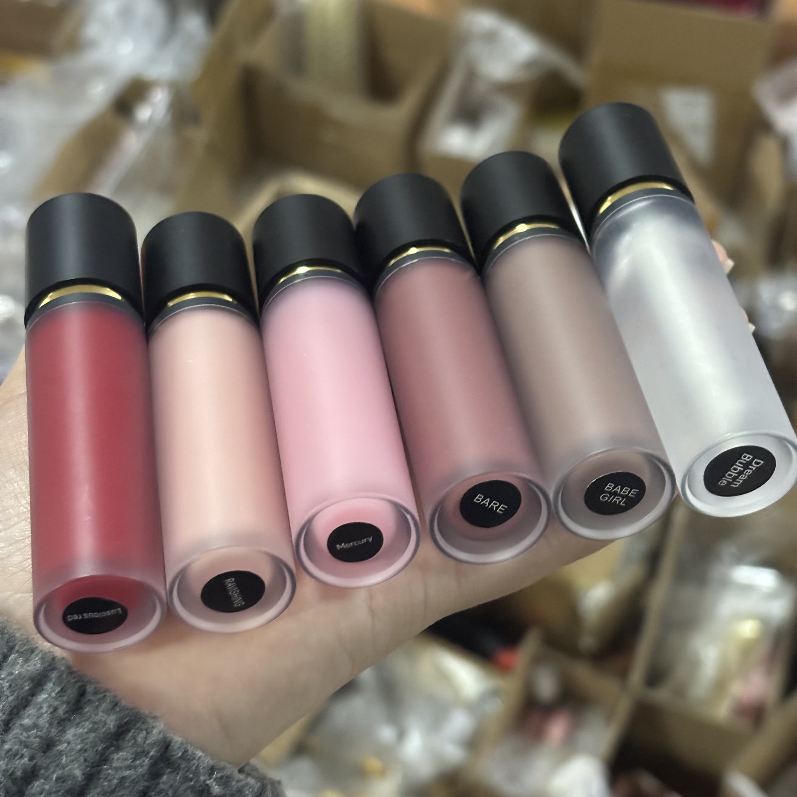 gold black packaging tube red lipstick long wear private label make your own lipstick waterproof matte liquid lipstick