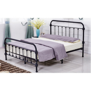 Popular metal bedroom furniture queen bed black stainless steel bed frame