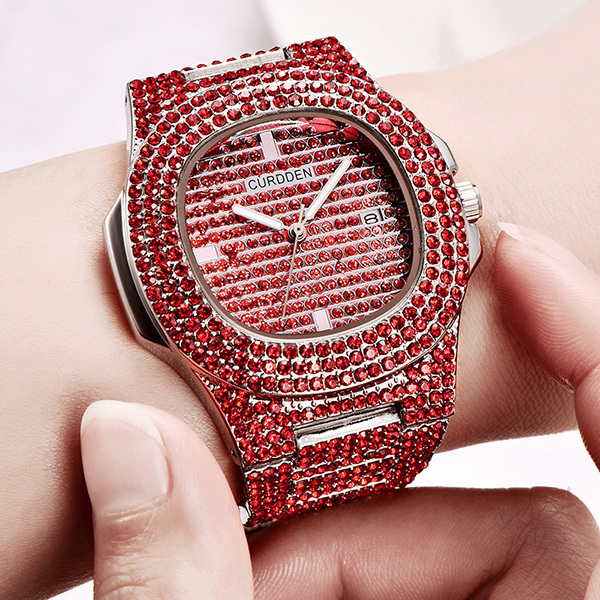 Black Blue diamond crystal quartz brand all Red men watch