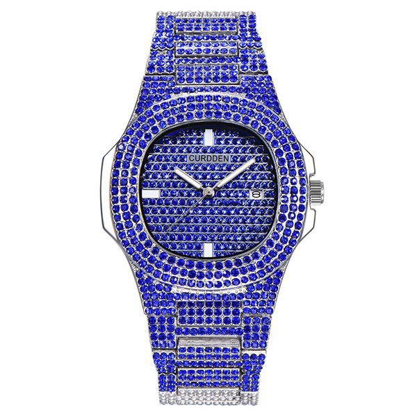 Black Blue diamond crystal quartz brand all Red men watch