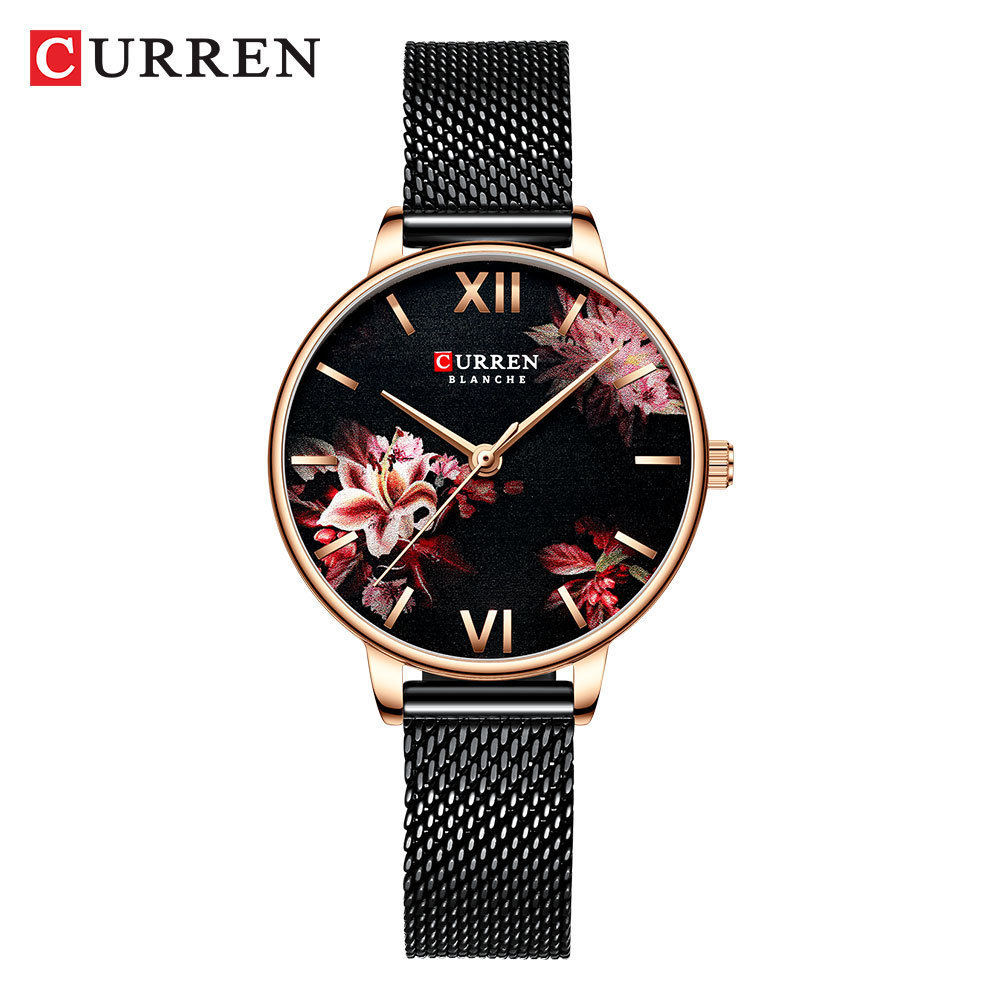 CURREN 9059 Women Watch Top Brand Luxury Gold Female Waterproof Clock Stainless Steel Bracelet Flower Classic Ladies Wristwatch