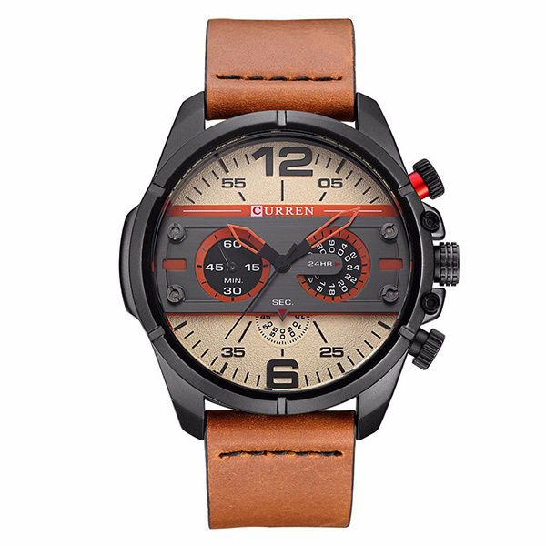 Curren 8259 Fashion Design Mens Business Japan Movt Quartz Watch Genuine Leather Casual Dress Wristwatches For Men