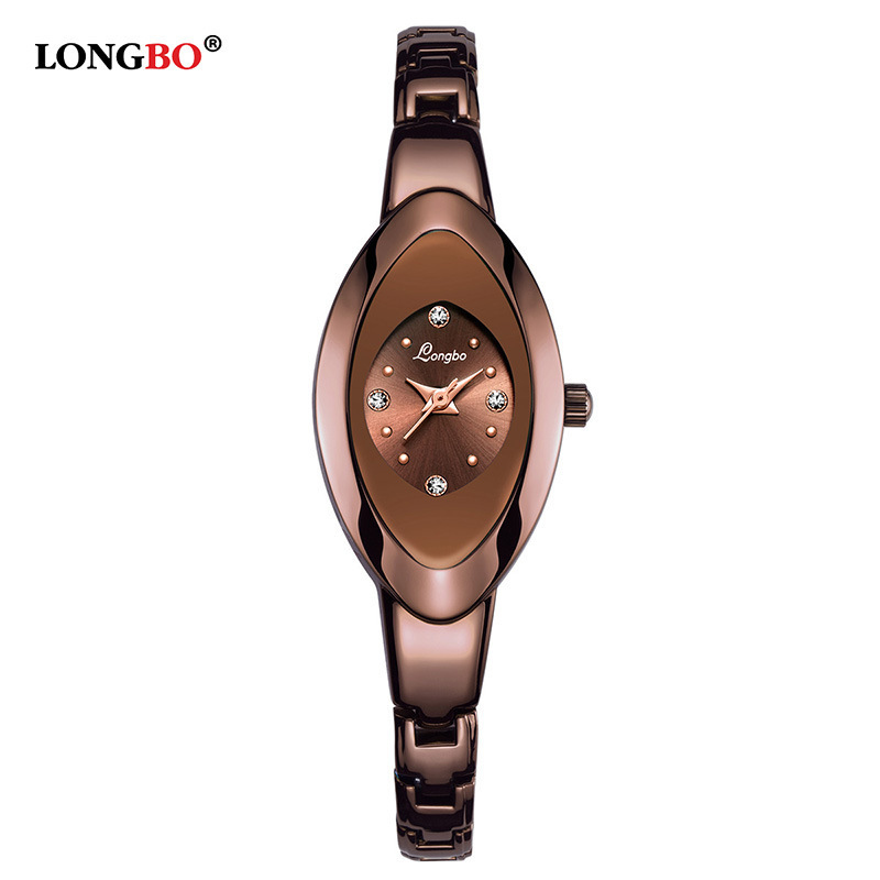 LONGBO 80460 Women Elegant Bracelet Quartz Wristwatch Oval Dial Analog Display Stainless Steel Watch Student Quartz Wristwatches