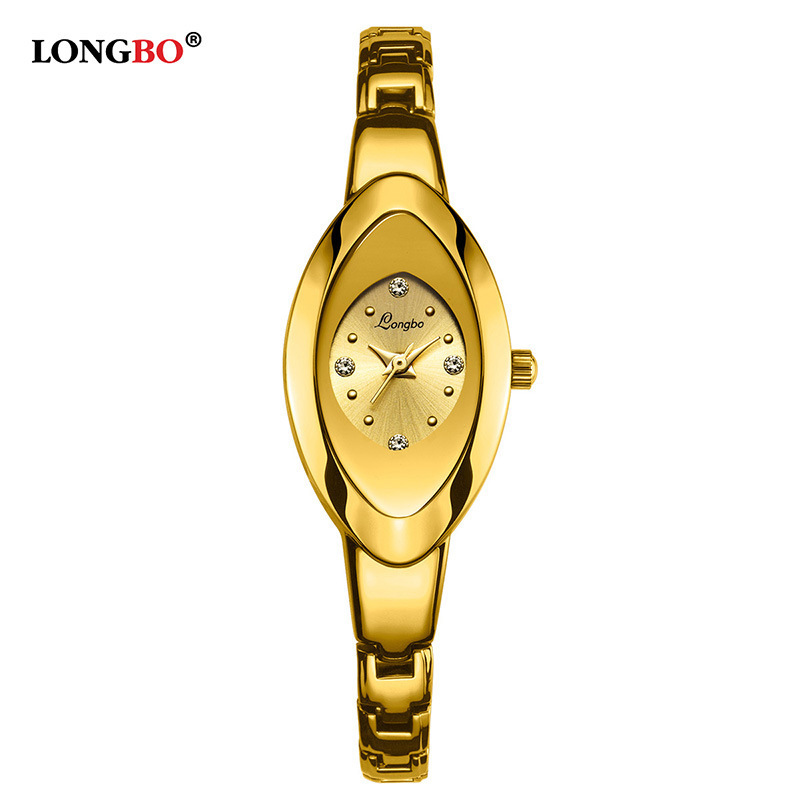 LONGBO 80460 Women Elegant Bracelet Quartz Wristwatch Oval Dial Analog Display Stainless Steel Watch Student Quartz Wristwatches