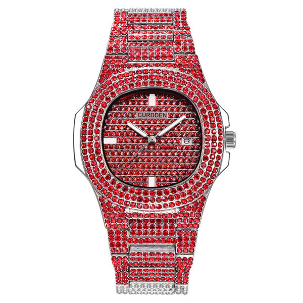 Black Blue diamond crystal quartz brand all Red men watch