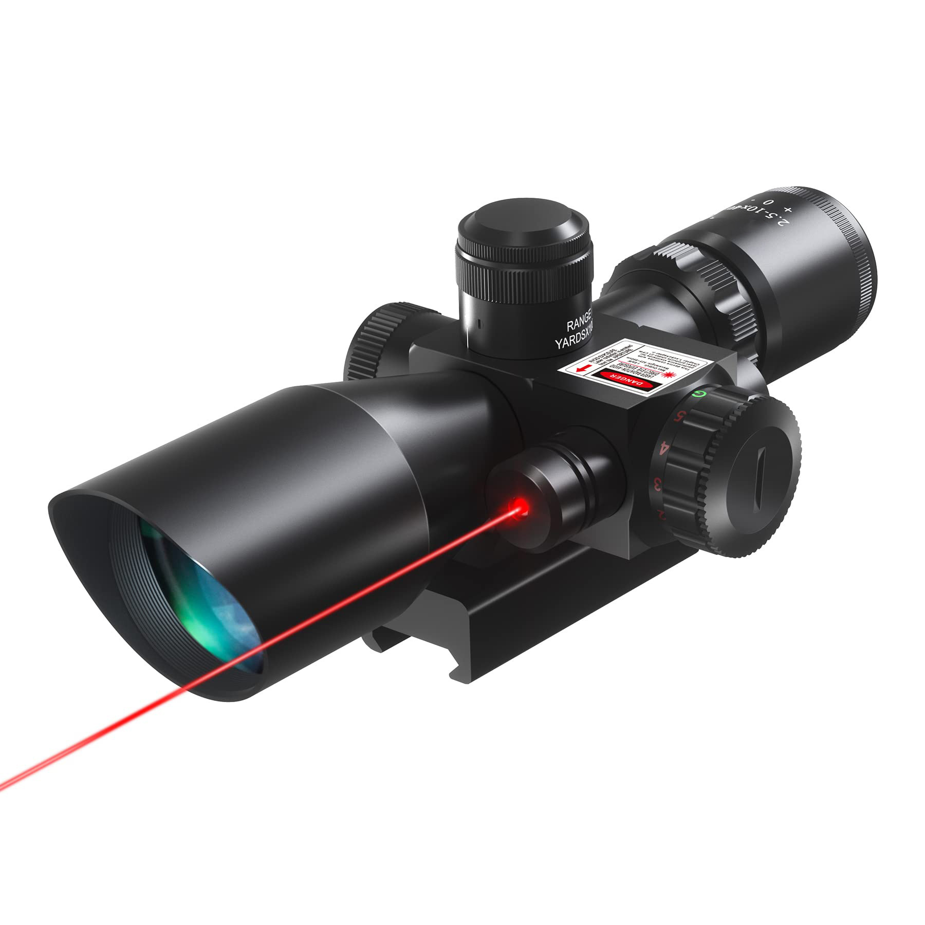 Factory 2.5-10x40 Red Green Illuminated Scope with Red Laser Combo - Green Lens Color