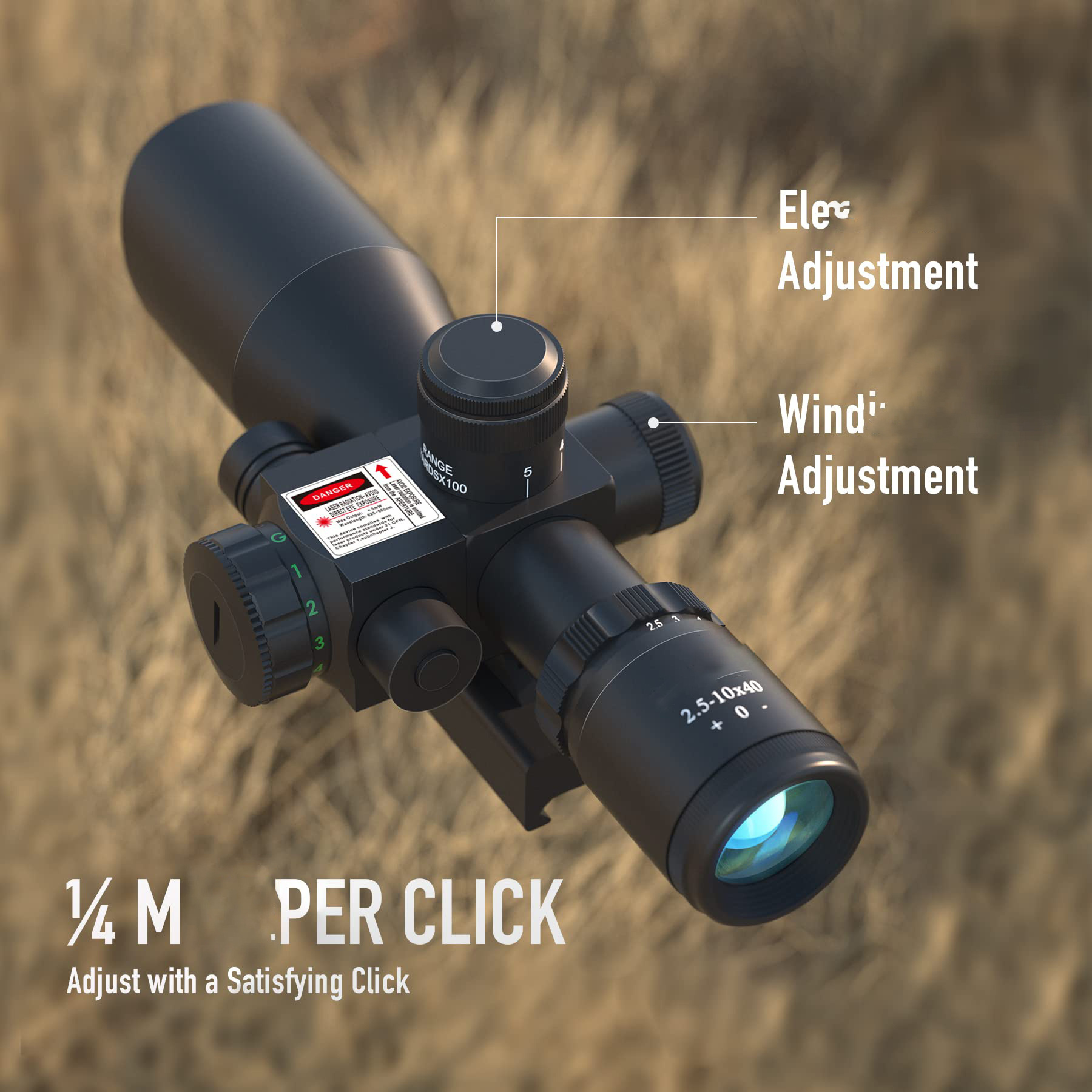 Factory 2.5-10x40 Red Green Illuminated Scope with Red Laser Combo - Green Lens Color