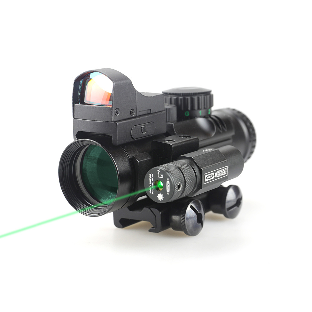 Latest Prismatic 4x32 Red/Green/Blue Illumination With Mini red dot sight&Green laser sight