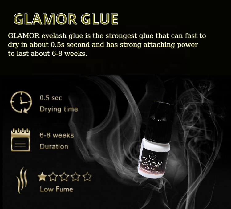 GLAMOR Glue 0.5-1.5s free Glamorglue free eyelash lash glue thick thin fast drying 6-8 weeks lasting black lash extension glue