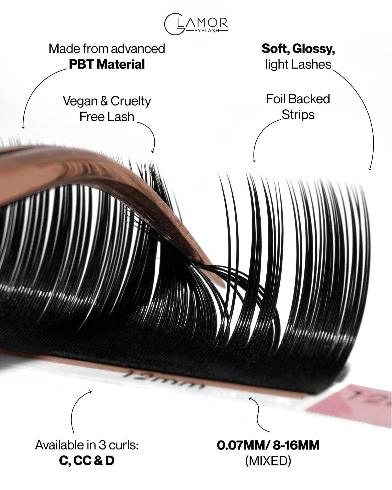 Velvet super mink black Individual eyelashes extensions 0.07 C CC D curl volume lashes custom glue in Vietnam professional