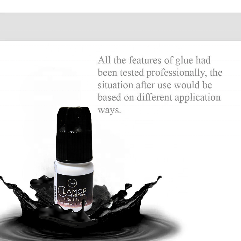 Fast glue glamoreyelash free sample eyelash lash glue thick thin fast drying 6-8 weeks lasting black lash extension glue