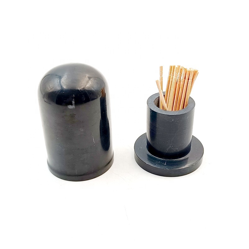 Custom Made Marble Toothpick Holder Dispenser with Lid Set of 2 Black Marble Toothpick Holder