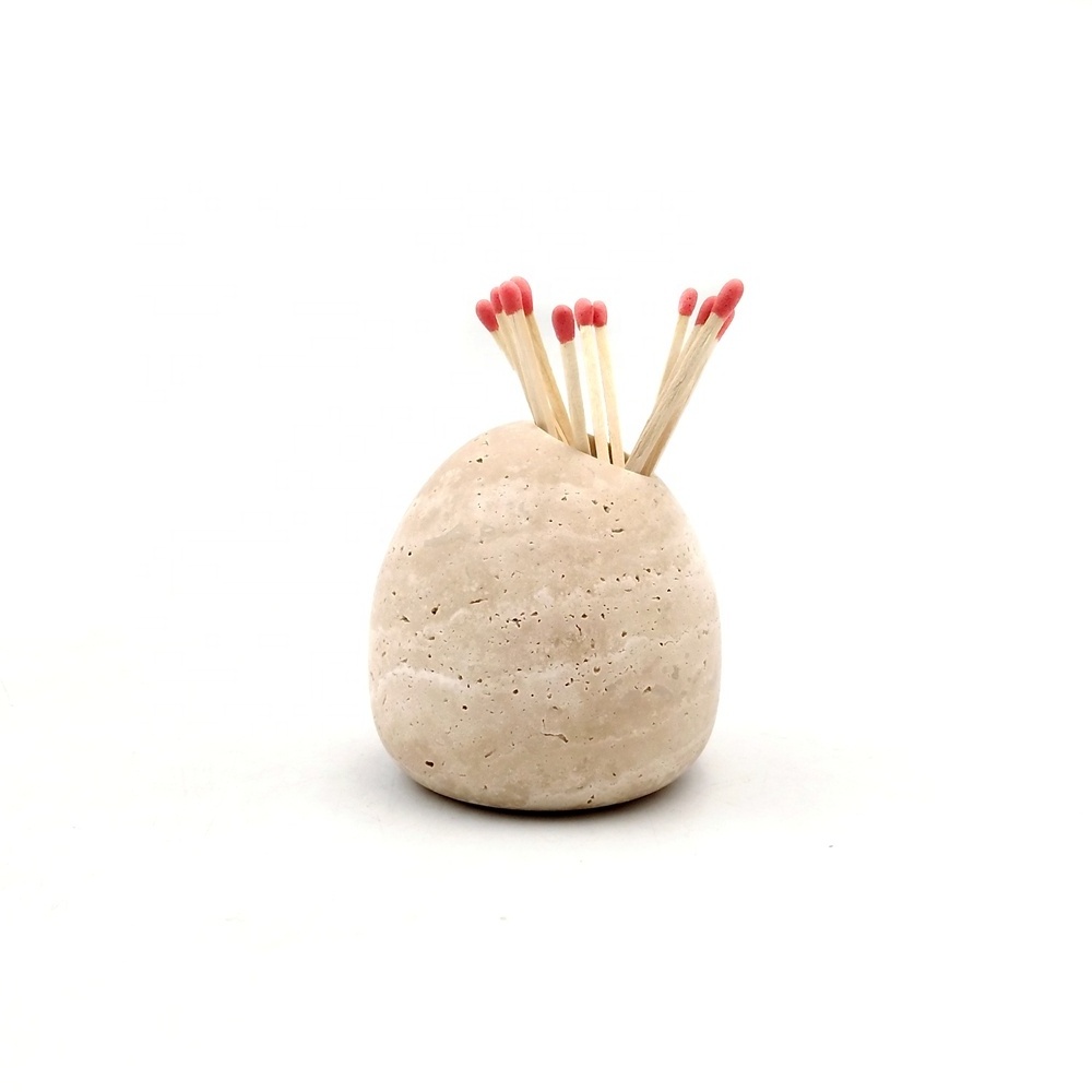 Travertine Candlestick Holder with Striker for Cute and Fancy Matches