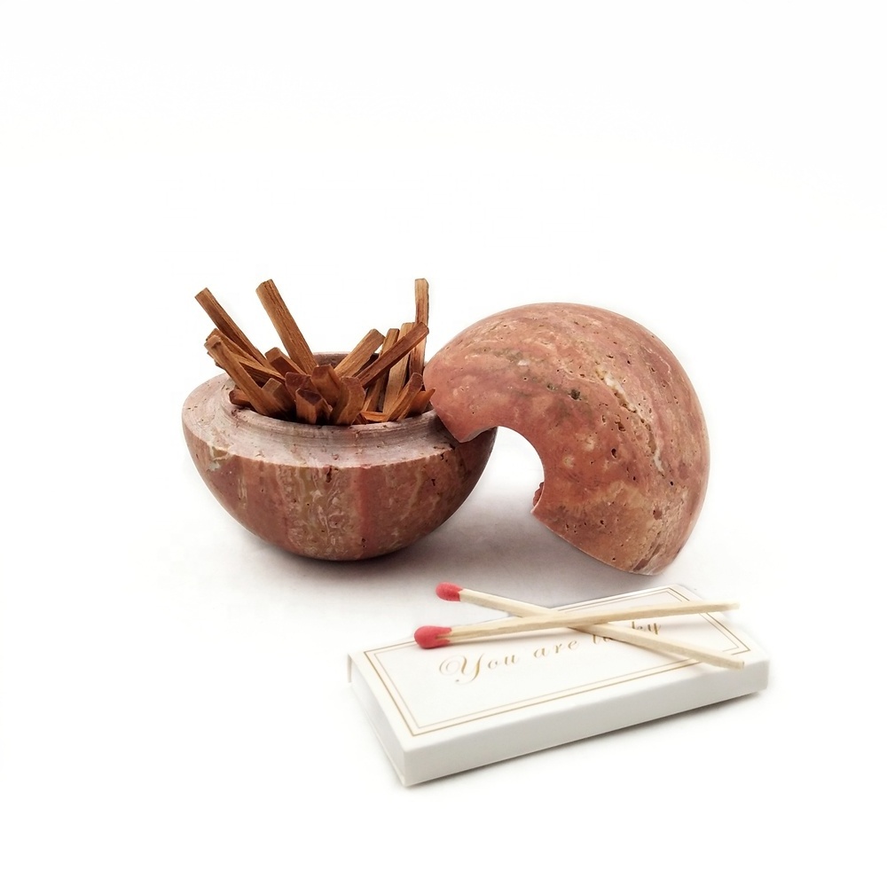 Nanwei Quality Red Travertine Ball Custom Designed Incense Burner