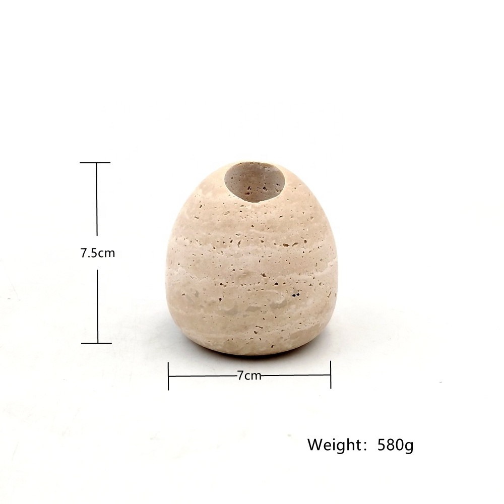 Nanwei Travertine Candlestick Holder with Striker for Cute and Fancy Matches