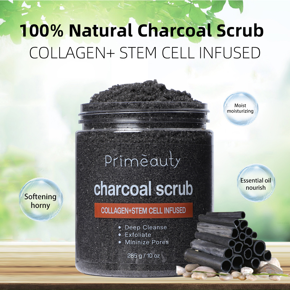 OEM Custom Face Shower Scrub Skin Exfoliant Skin Care Deep Cleansing Whitening Organic Vegan Natural Charcoal Body Scrub