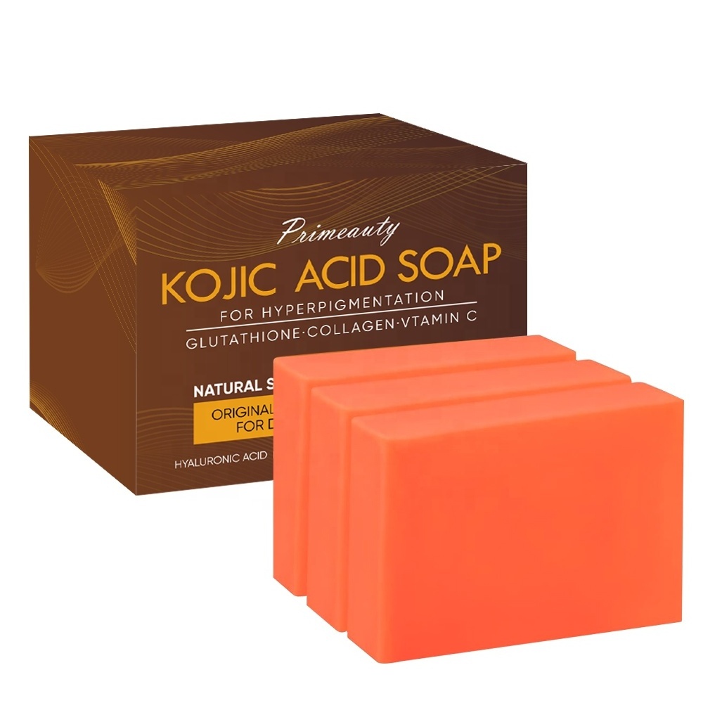 kojic acid soap bar face soap acne carrot  lemon turmeric vitamin c retinol whitening brightening original savon kojie san soap