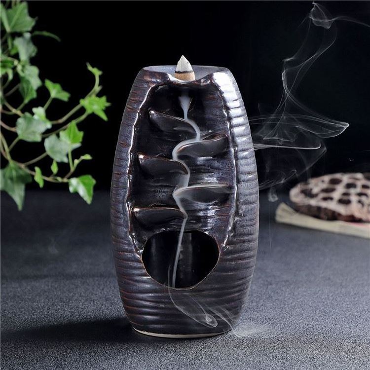 Portable Custom Luxury Ceramic Back Flow Crystal Indoor Mubkhar Smoke Ornaments Oud Incense Backflow Burner Waterfall Holder