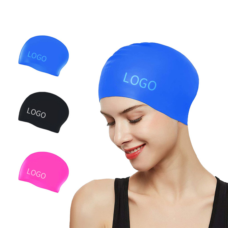 High Quality Custom Logo Durable Silicone Latex Water Swimming Hat Waterproof Swimming Cap