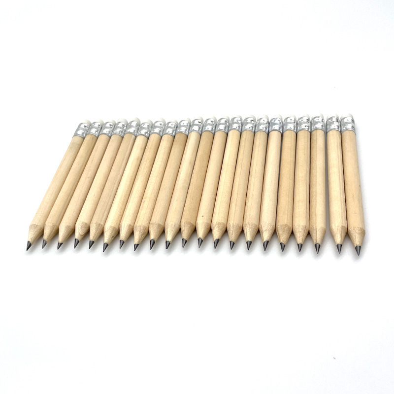 Hot selling custom logo short pencil 10cm golf pencil student hb short wood pencil with eraser