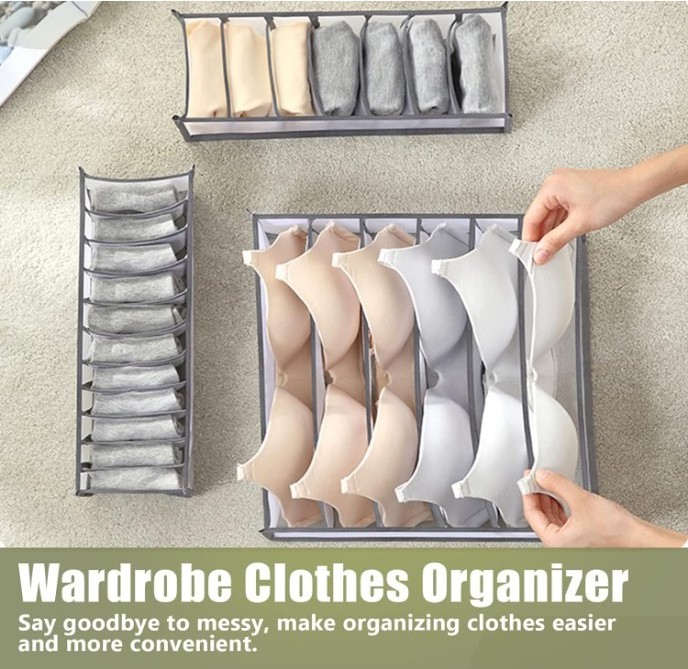 Nylon Clothes Drawer Storage Bag Divider Closet Organizer Foldable Mesh Underwear Bra Socks Storage Boxes